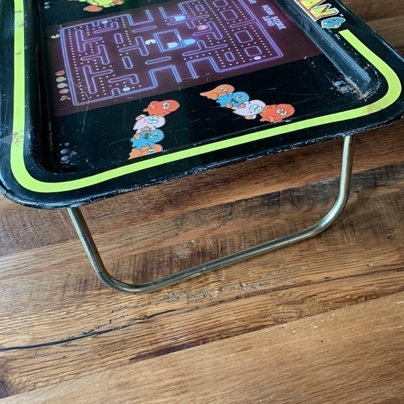VINTAGE 1980's Midway PAC-MAN TV Folding Serving Tray Metal ✨ - Picture 12 of 16